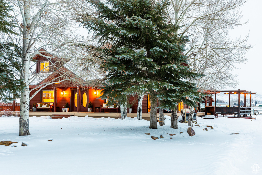 View of front of property with covered porch