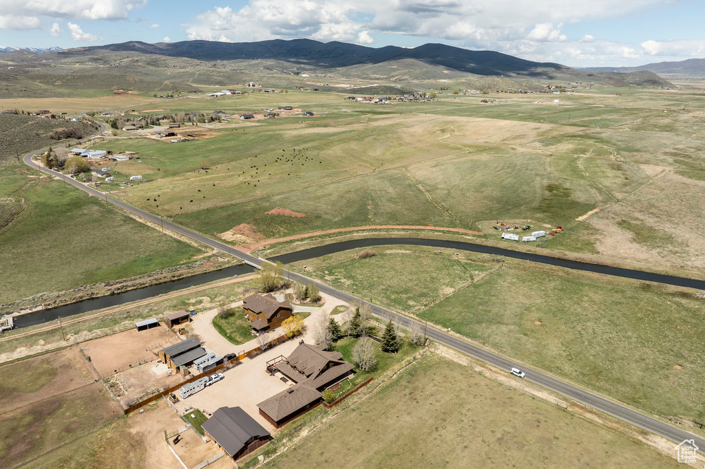 Bird's eye view featuring a mountain view and a rural view