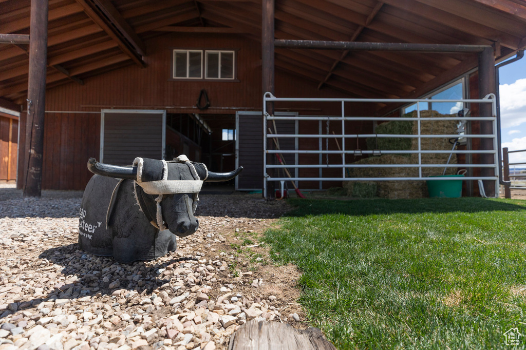 View of horse barn