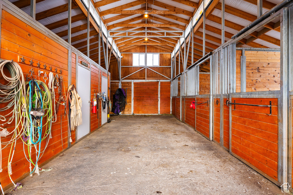 View of horse barn