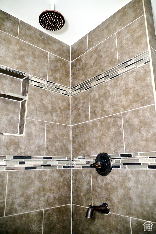 Room details with tiled shower