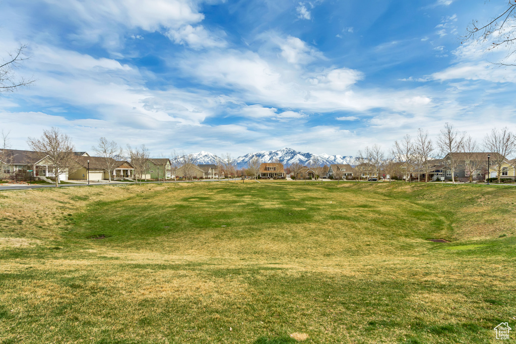 View of yard featuring a mountain view and a residential view