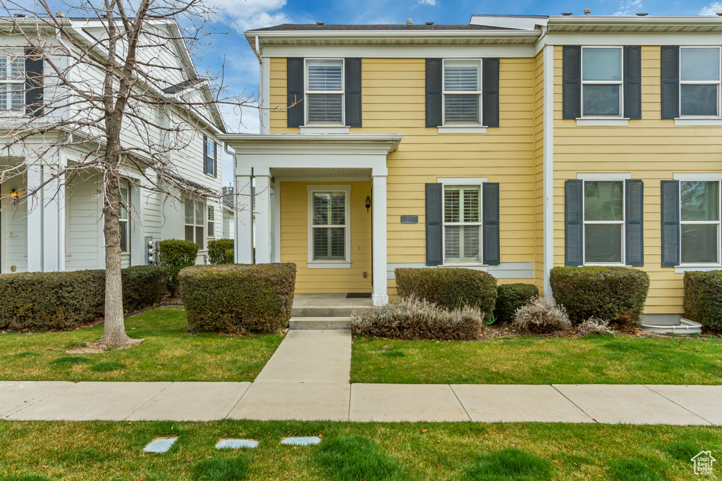 View of front of home with a front yard