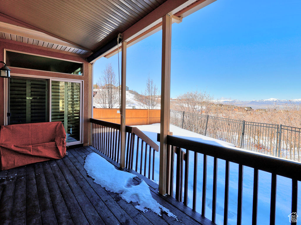 View of snow covered deck