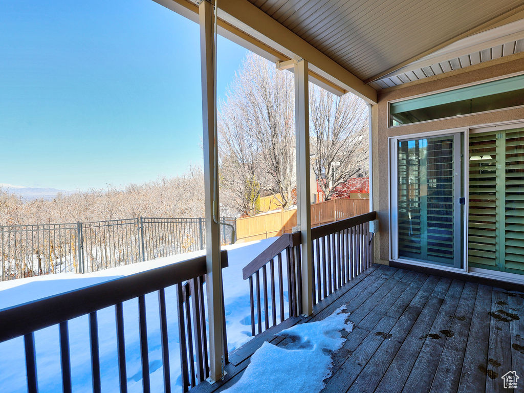 View of snow covered deck
