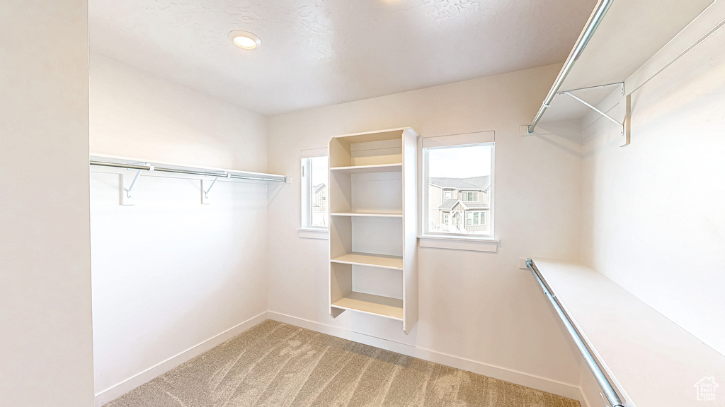 Walk in closet with carpet