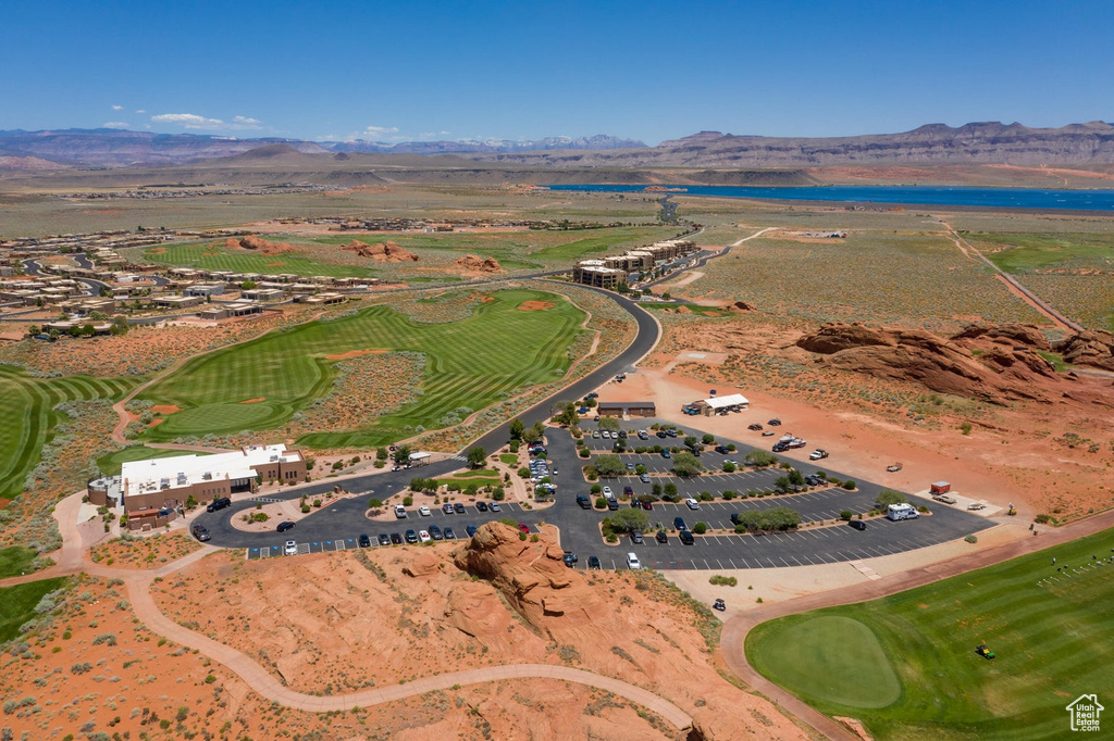 Drone / aerial view featuring a mountain view