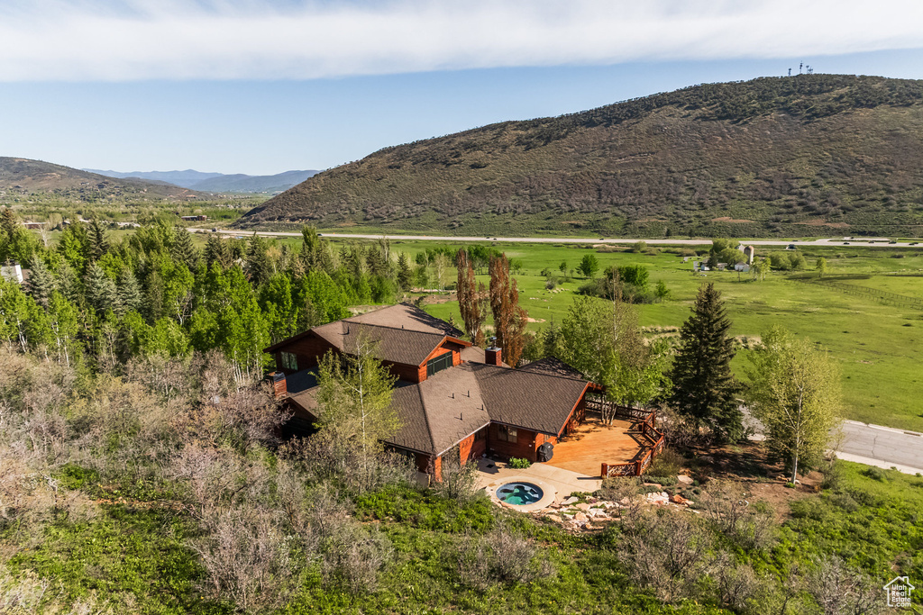 View of mountain background with rural landscape