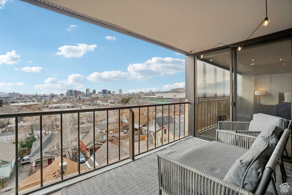 Balcony with a view of city