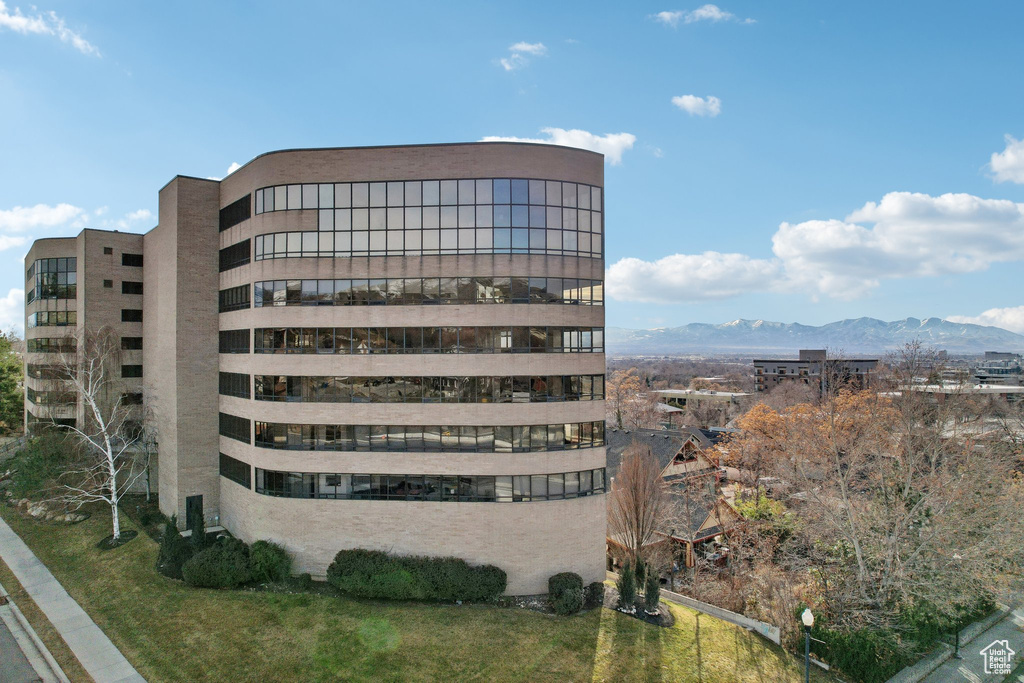 View of building exterior with a mountain view