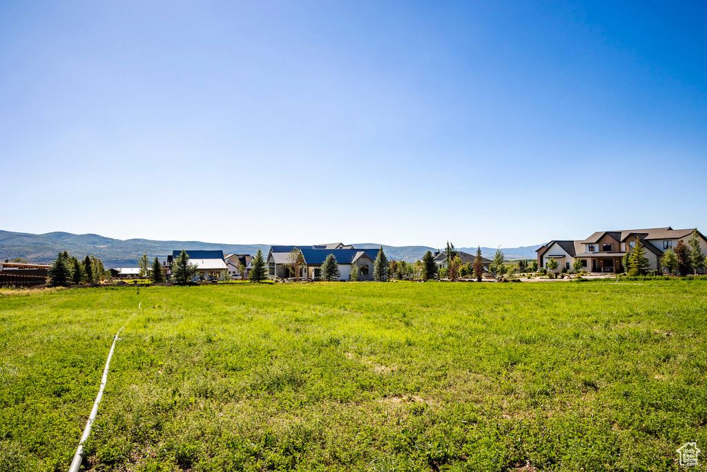View of yard featuring a rural view and a mountain view