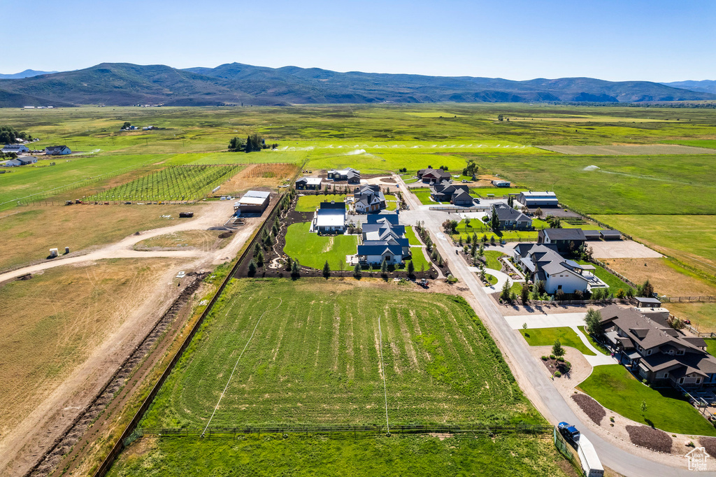 Aerial view with a residential view, a rural view, and a mountain view
