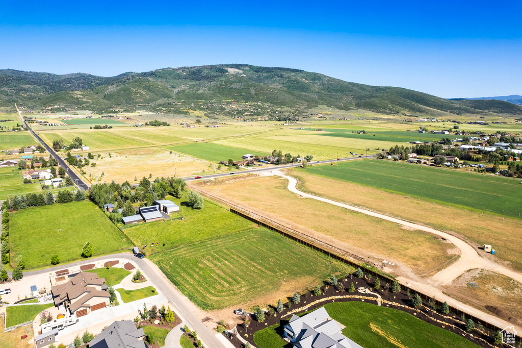 Bird's eye view featuring a rural view and a mountain view