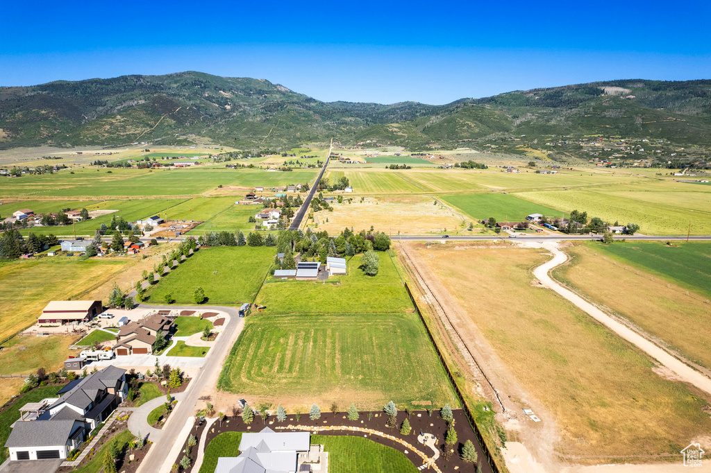 Aerial view featuring a mountain view and a rural view