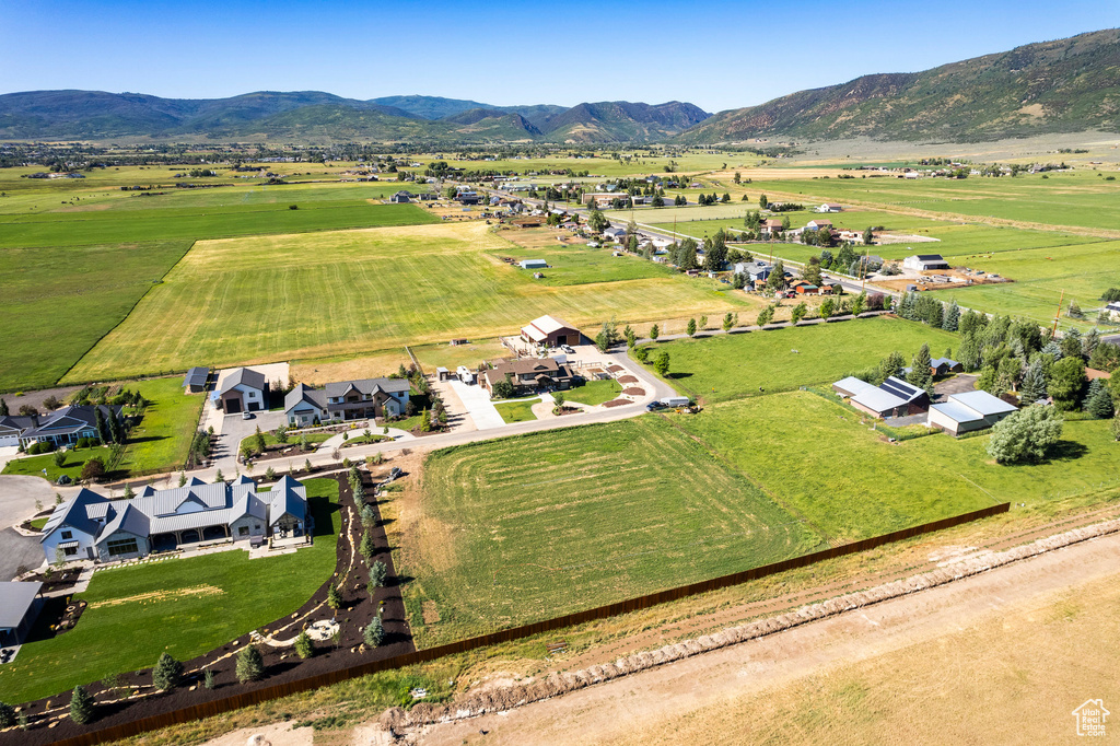 Drone / aerial view with a residential view, a mountain view, and a rural view