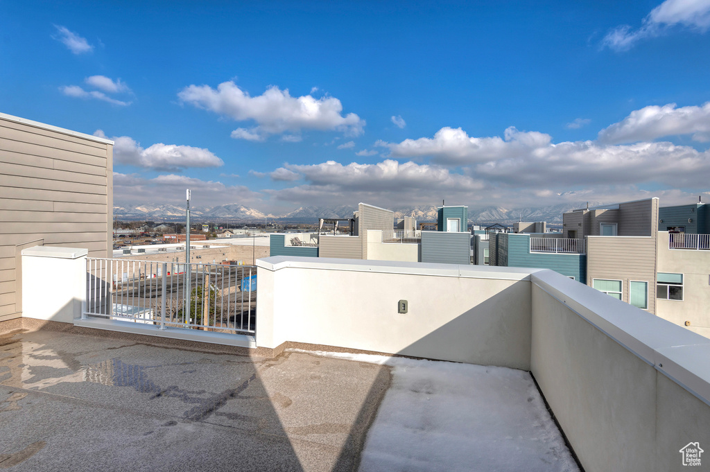 Balcony with a mountain view