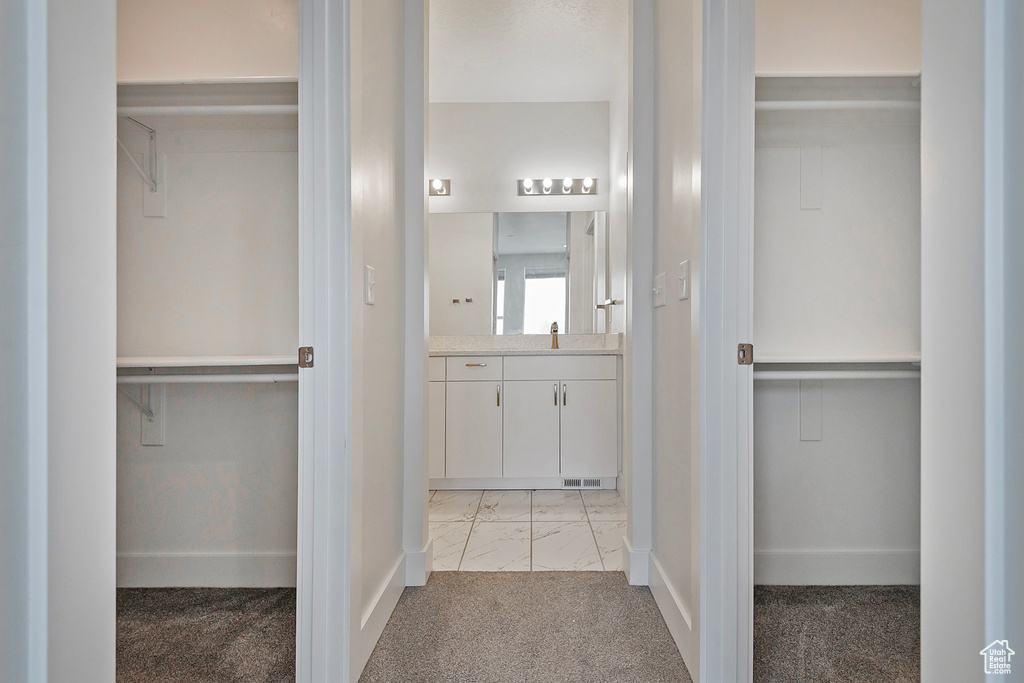 Closet with visible vents and a sink