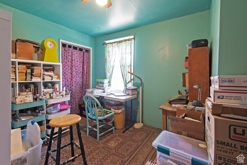 Office space featuring ceiling fan