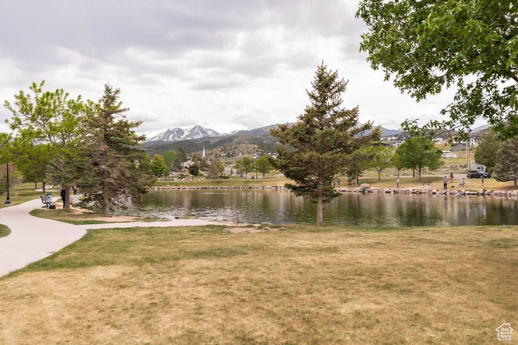 Water view with a mountainous background