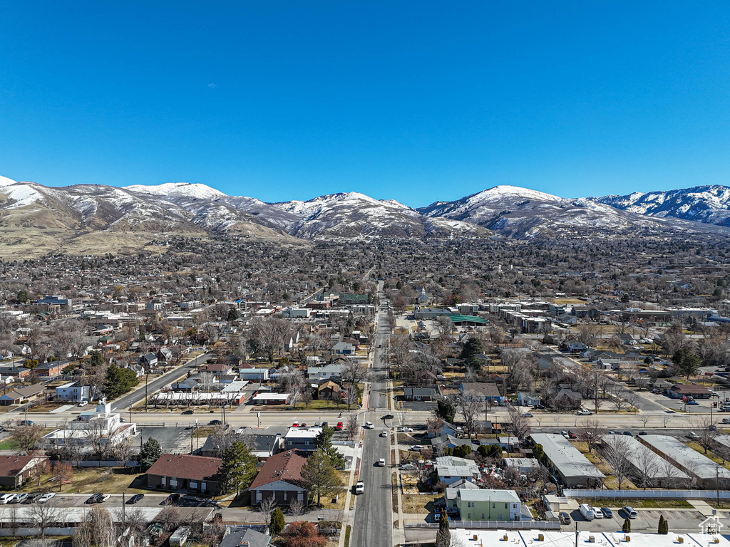 Aerial view with a residential view and a mountain view