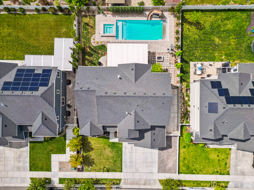 Aerial view of a pool
