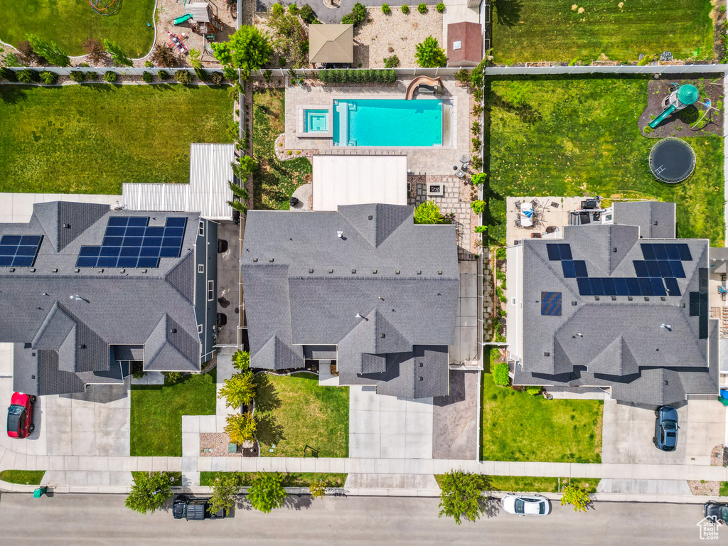 Aerial view of a pool