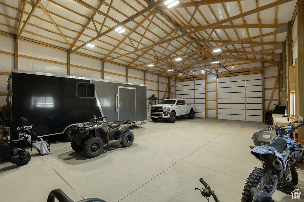 Garage with metal wall
