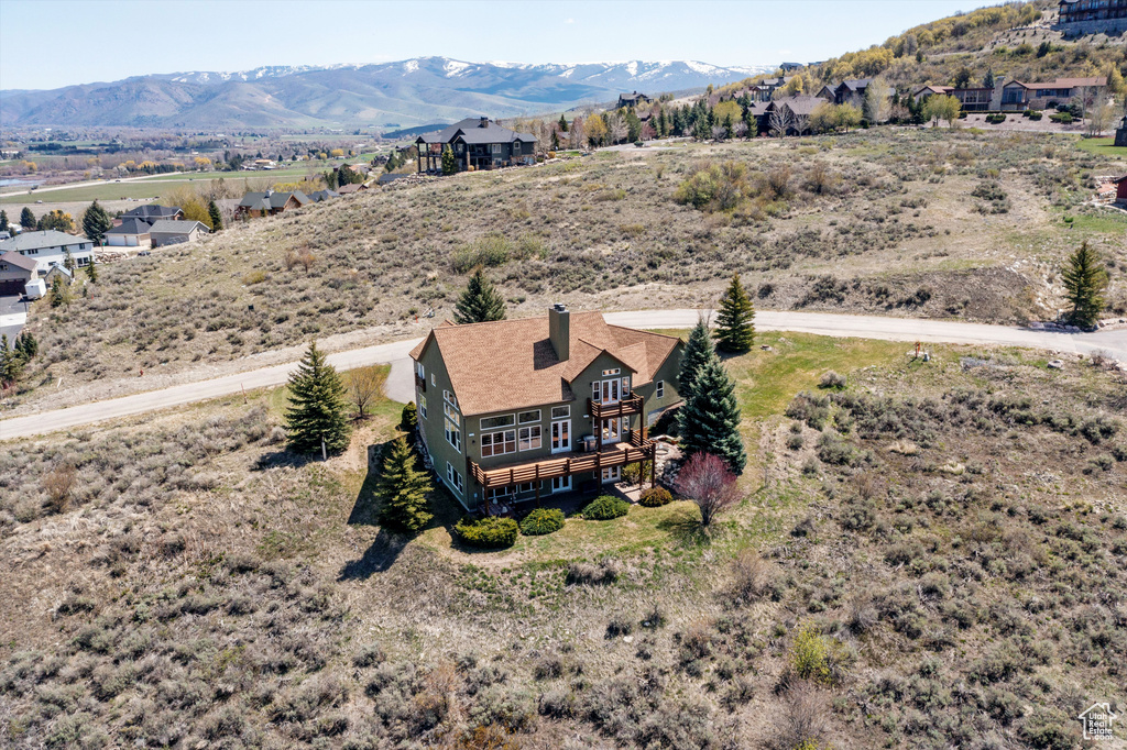 Drone / aerial view with a mountain view
