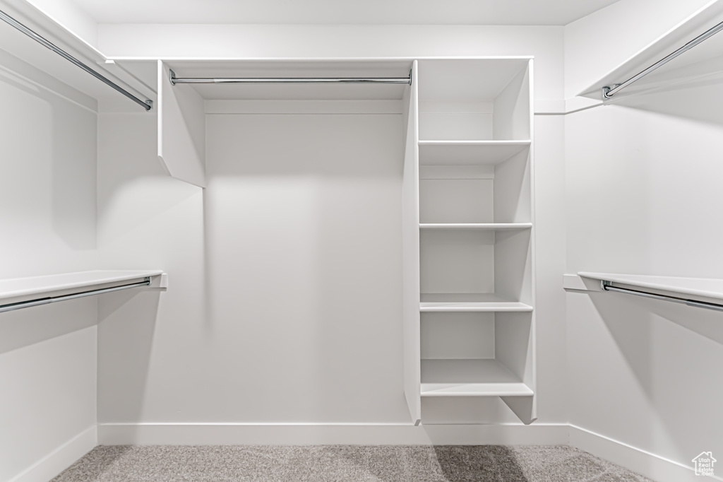 Walk in closet featuring carpet flooring