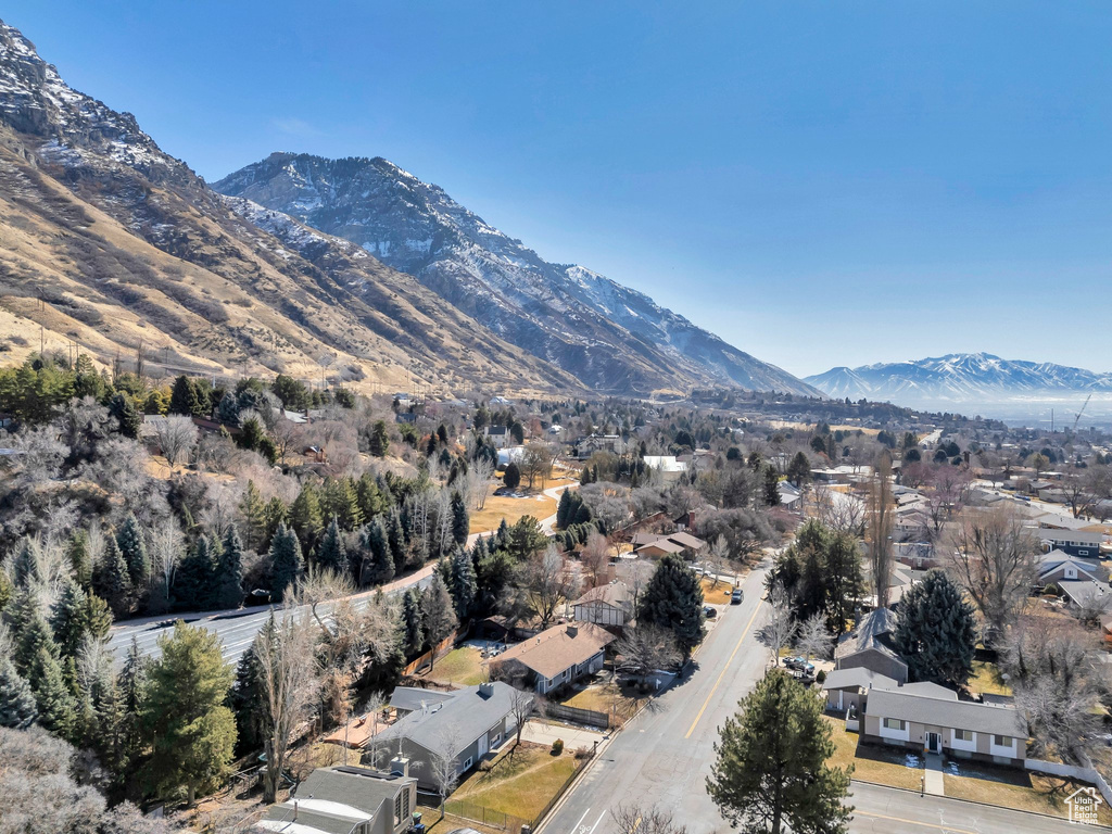 Property view of mountains featuring a residential view