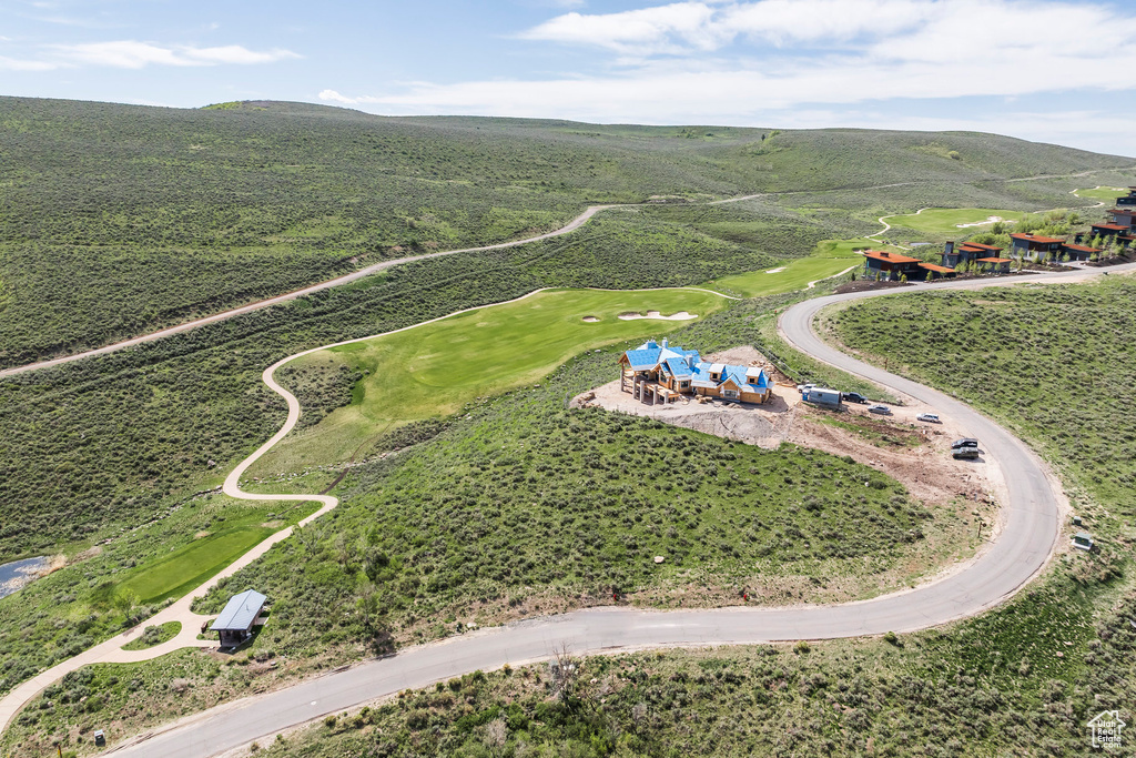 Aerial view of a mountainous background