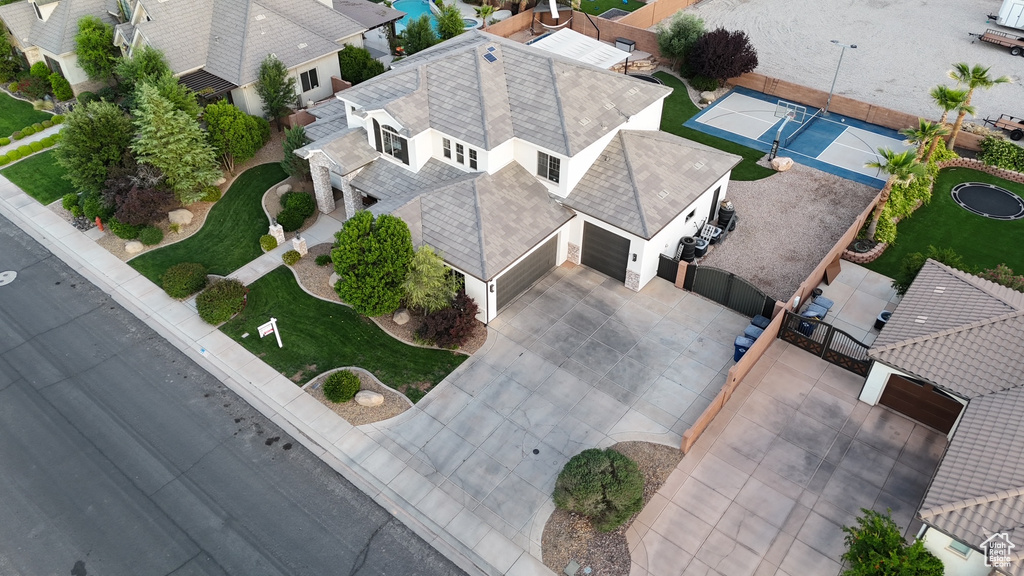 Aerial perspective of suburban area