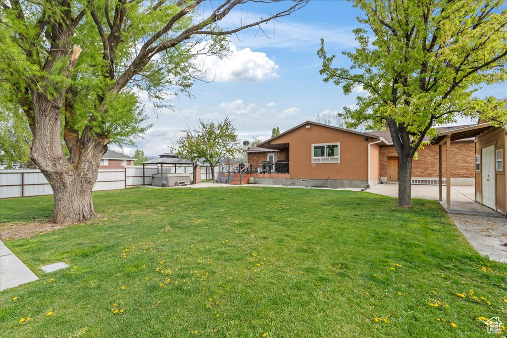 View of yard with a gazebo