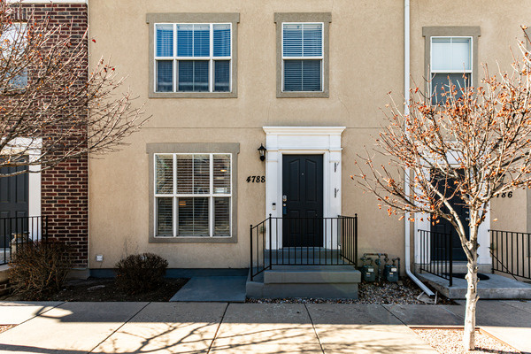 Exterior space with stucco siding