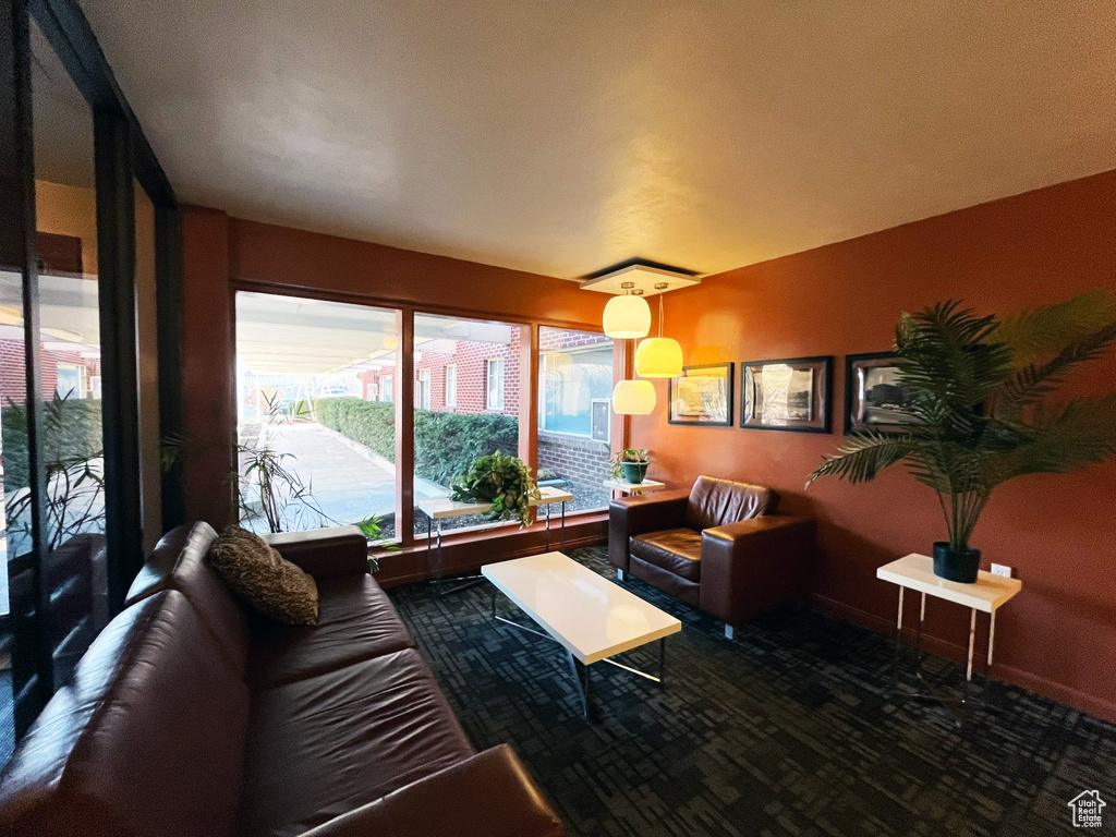 View of carpeted living area