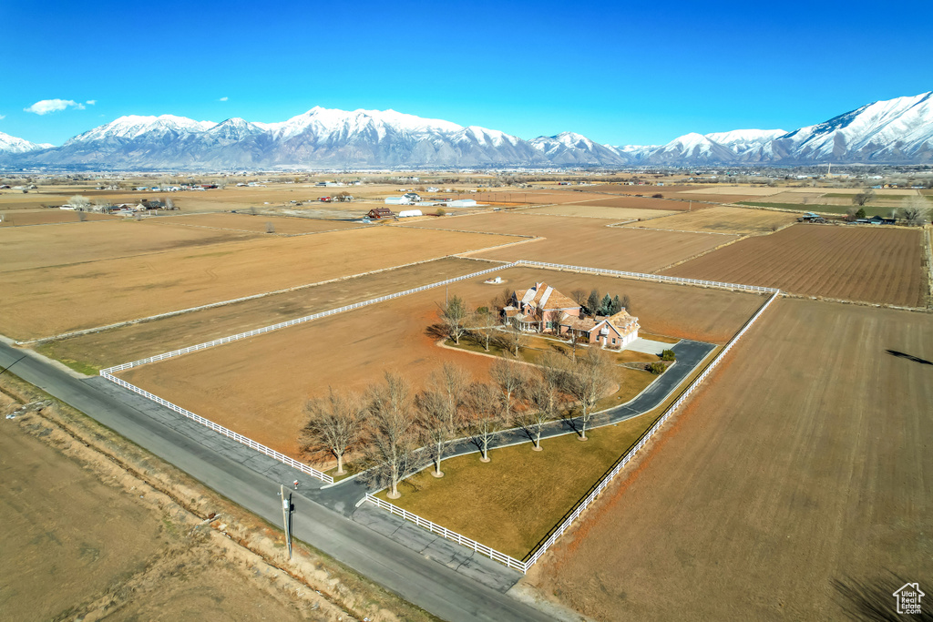 Aerial view with a rural view and a mountain view