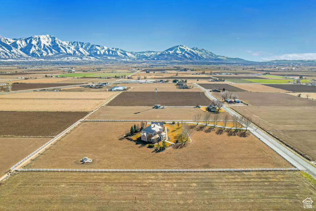 Drone / aerial view featuring a rural view and a mountain view