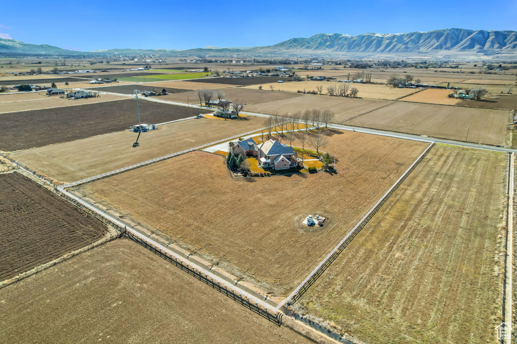 Aerial view with a rural view and a mountain view