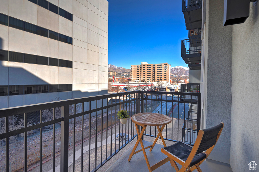 Balcony with a view of city