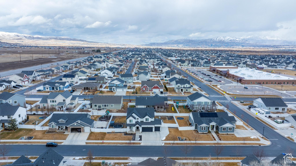 Aerial view with a mountain view and a residential view