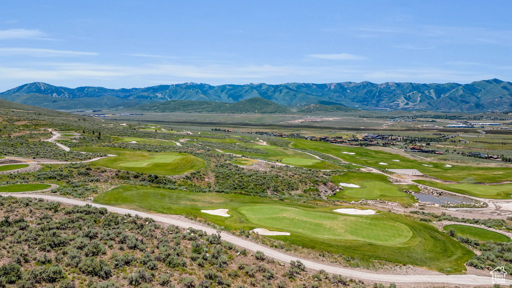 View of mountain background with a golf club
