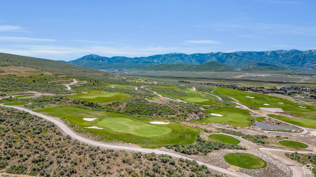 View of mountain backdrop featuring a golf club