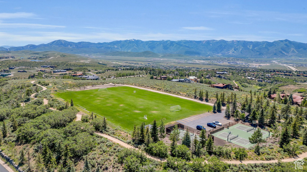 Bird's eye view of a mountain backdrop