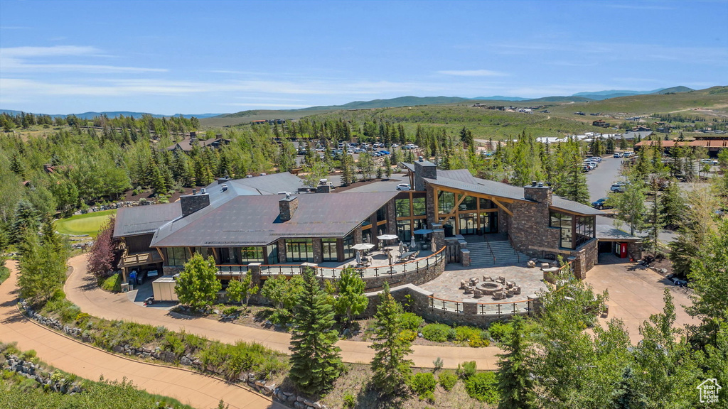 View from above of property with mountains