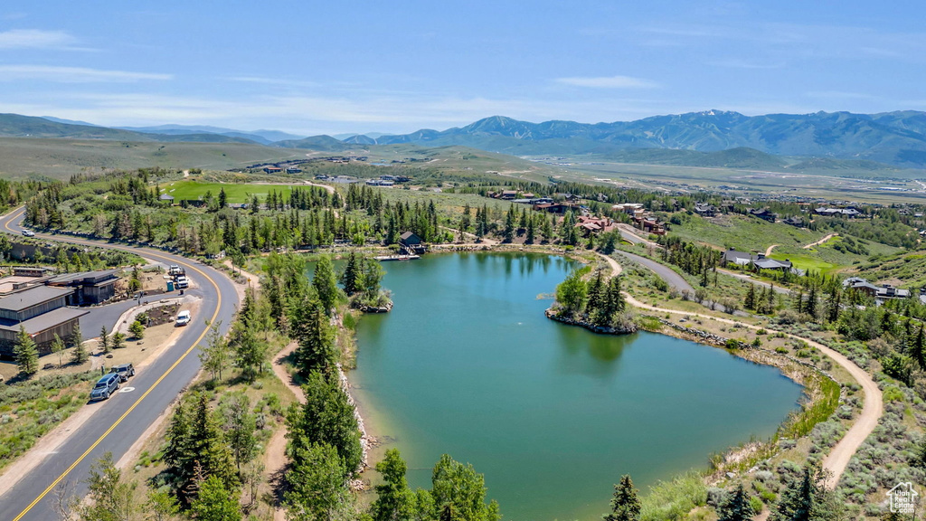 Drone / aerial view of a water and mountain view
