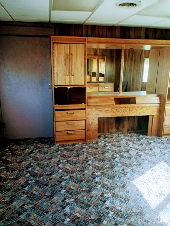 Interior space with carpet floors
