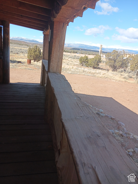 Wooden deck with a mountain view