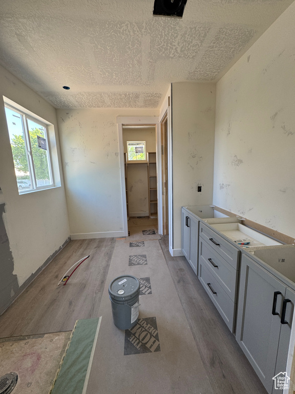 Bathroom with wood finished floors