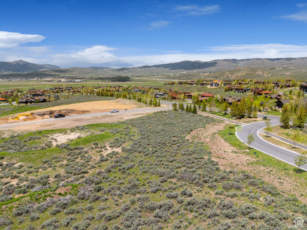 Aerial view of a mountain backdrop
