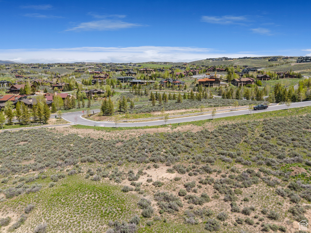 Aerial perspective of suburban area featuring mountains